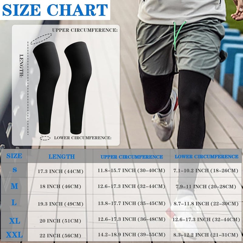 Cabaubl 2 Pairs Leg Sleeves,Full Length Leg Compression Sleeve,Sports Long Knee Sleeve with Anti-slip Silicone Strips - Image 3
